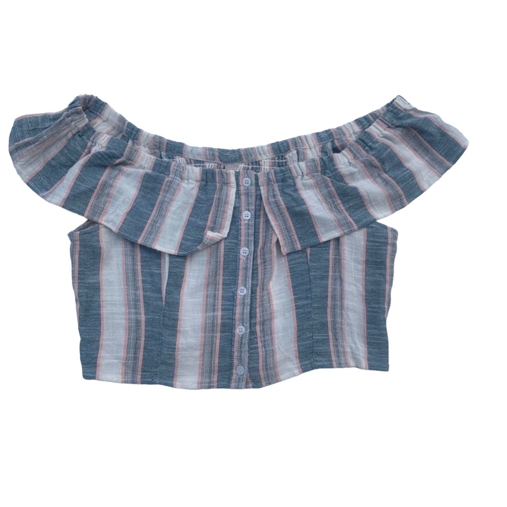 Altar’d State Off The Shoulder NWT Cotton Striped Cropped Top Size Large